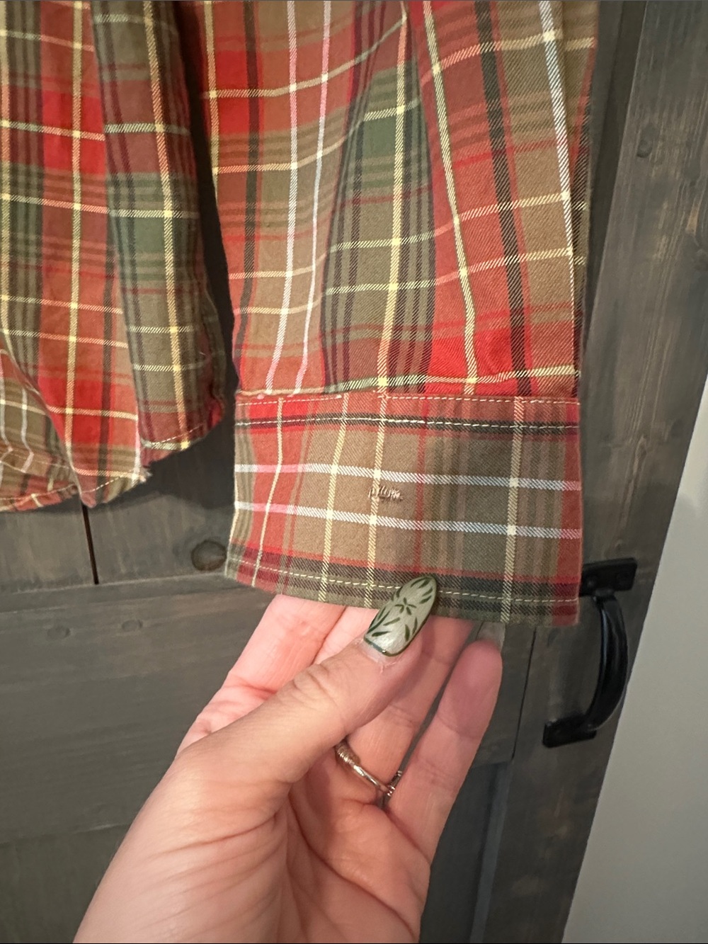 Lauren Ralph Lauren Red and Green Plaid Button-Down Shirt - Picture 5 of 8